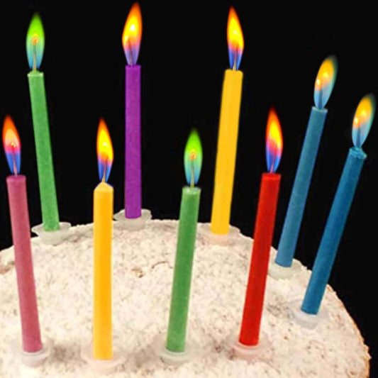 Birthday Cake Candles Happy Birthday Candles Colorful Candles Holders Included (12Pcs)