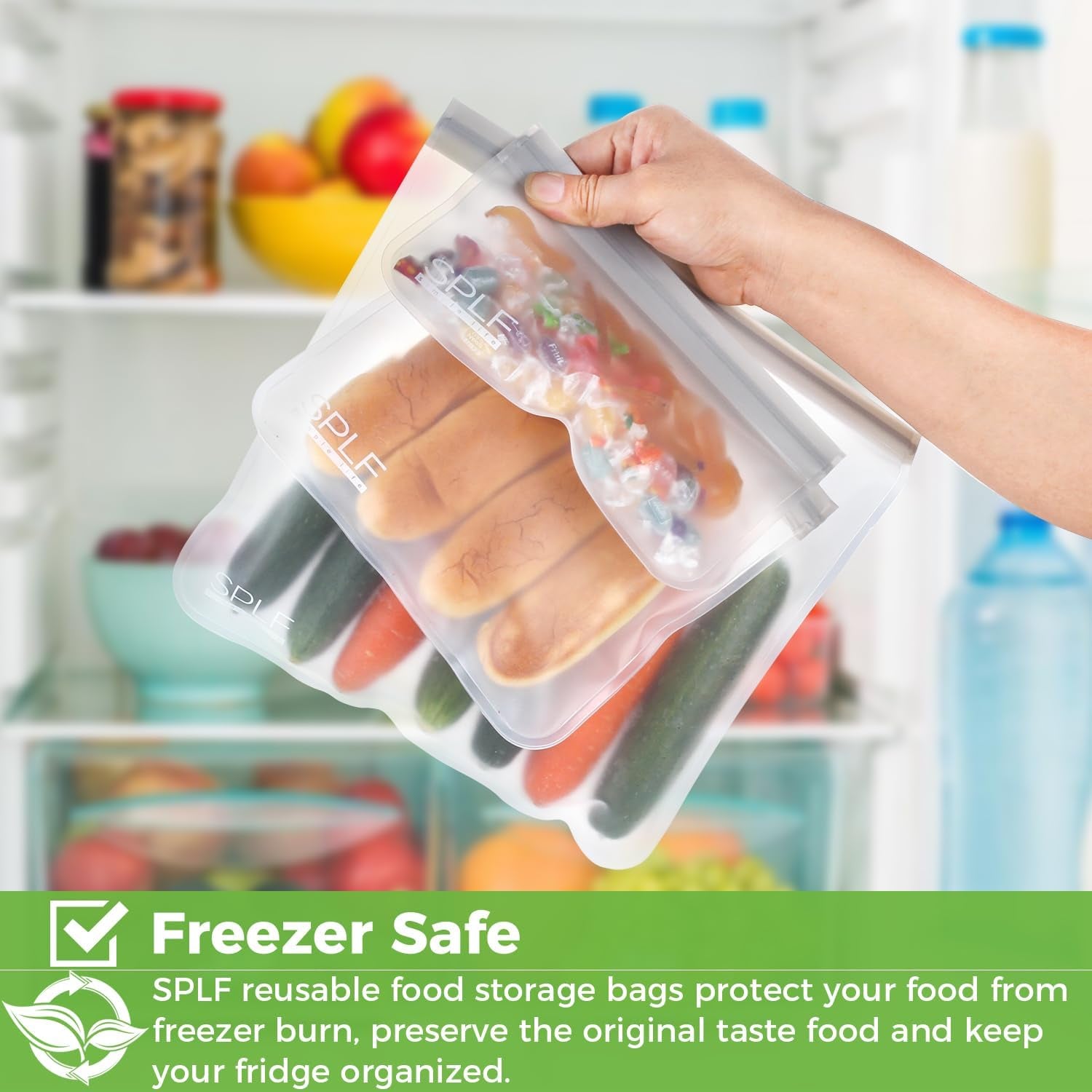 18 Pack BPA FREE Reusable Storage Bags (6 Reusable Gallon Freezer Bags, 6 Reusable Sandwich Bags, 6 Reusable Snack Bags), Extra Thick Food Bags Leakproof Silicone and Plastic Free Lunch Bag