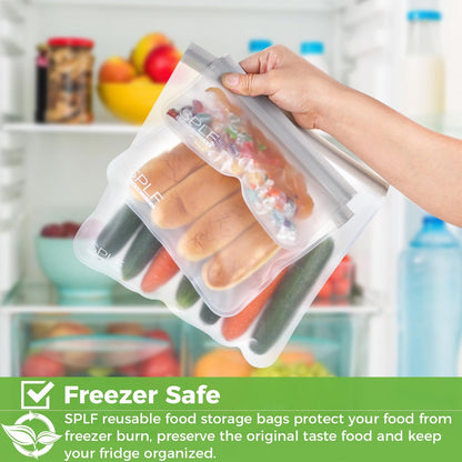 18 Pack BPA FREE Reusable Storage Bags (6 Reusable Gallon Freezer Bags, 6 Reusable Sandwich Bags, 6 Reusable Snack Bags), Extra Thick Food Bags Leakproof Silicone and Plastic Free Lunch Bag