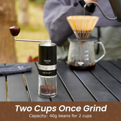 Manual Coffee Grinder Hand Coffee Grinder 6 Adjustable Setting Stainless Steel Conical Burr Mill Portable Hand Crank Coffee Bean Grinder Ultra Fine for Espresso Gift