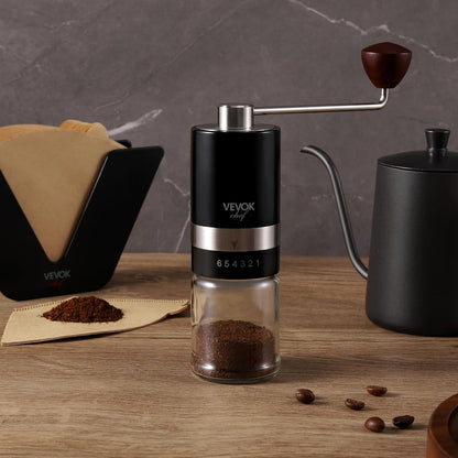 Manual Coffee Grinder Hand Coffee Grinder 6 Adjustable Setting Stainless Steel Conical Burr Mill Portable Hand Crank Coffee Bean Grinder Ultra Fine for Espresso Gift
