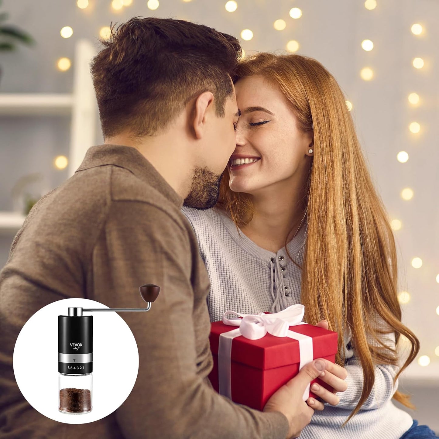 Manual Coffee Grinder Hand Coffee Grinder 6 Adjustable Setting Stainless Steel Conical Burr Mill Portable Hand Crank Coffee Bean Grinder Ultra Fine for Espresso Gift